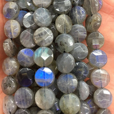 Labradorite Coin Faceted Beads 10mm 12mm 14mm 15''
