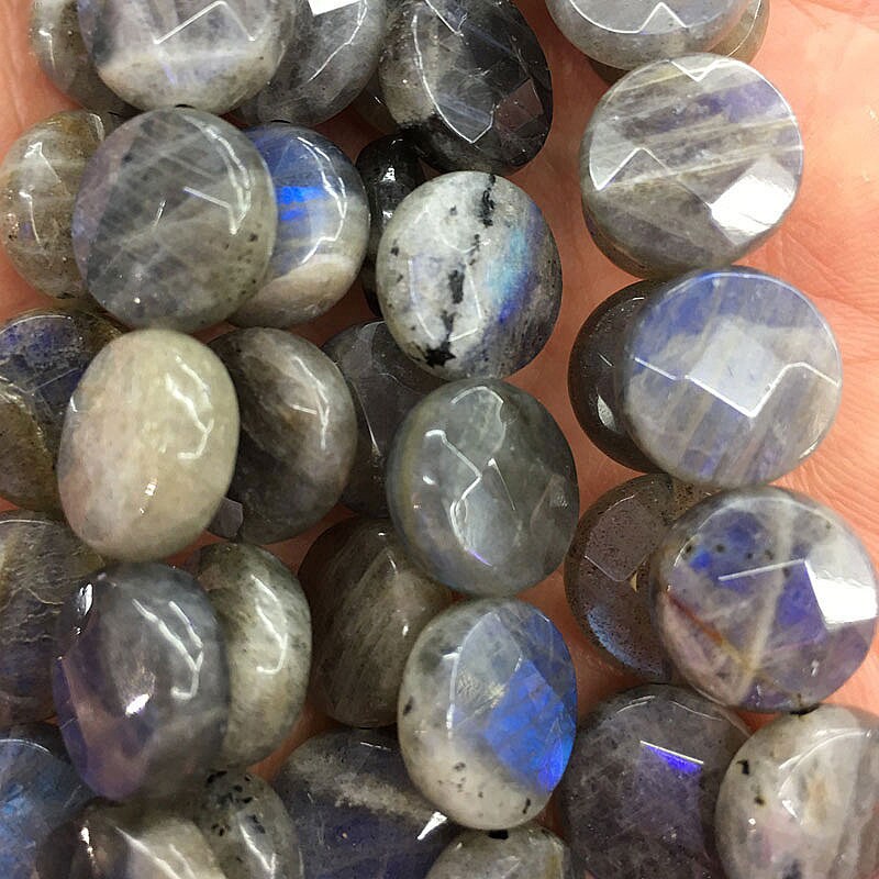 Labradorite Coin Faceted Beads 10mm 12mm 14mm 15''