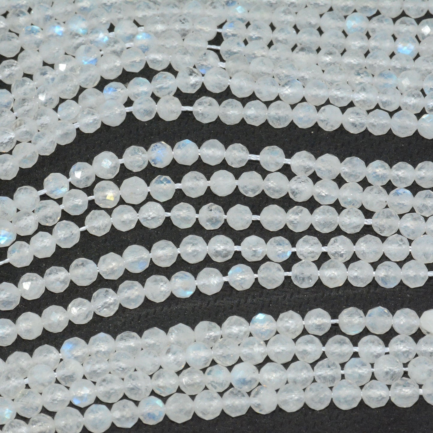 4mm hvide månesten facetterede perler flot snit 15''