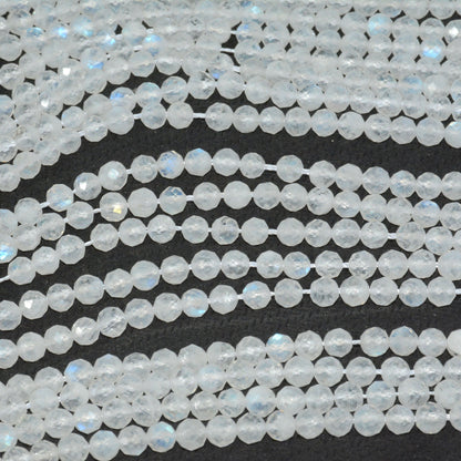 4mm hvide månesten facetterede perler flot snit 15''