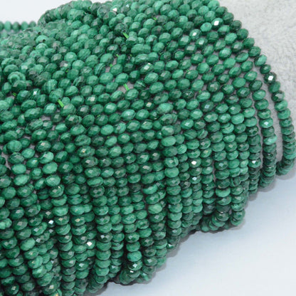 Malachite Rondelle Faceted Beads  2.5-3x3-4mm 15''
