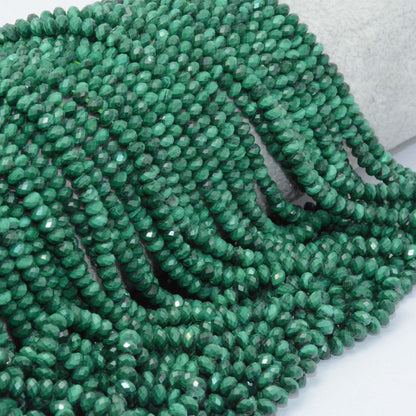 Malachite Rondelle Faceted Beads  2.5-3x3-4mm 15''
