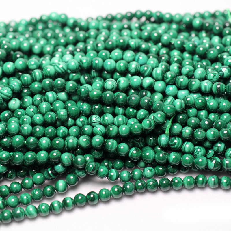 Perles en véritable malachite claire de 4 mm, 6 mm, 8 mm, 10 mm, 12 mm, 38 cm