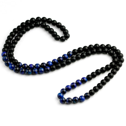Blue Tiger Eye Necklace Onyx Stone Necklace 8mm 30'' 34'' 36''