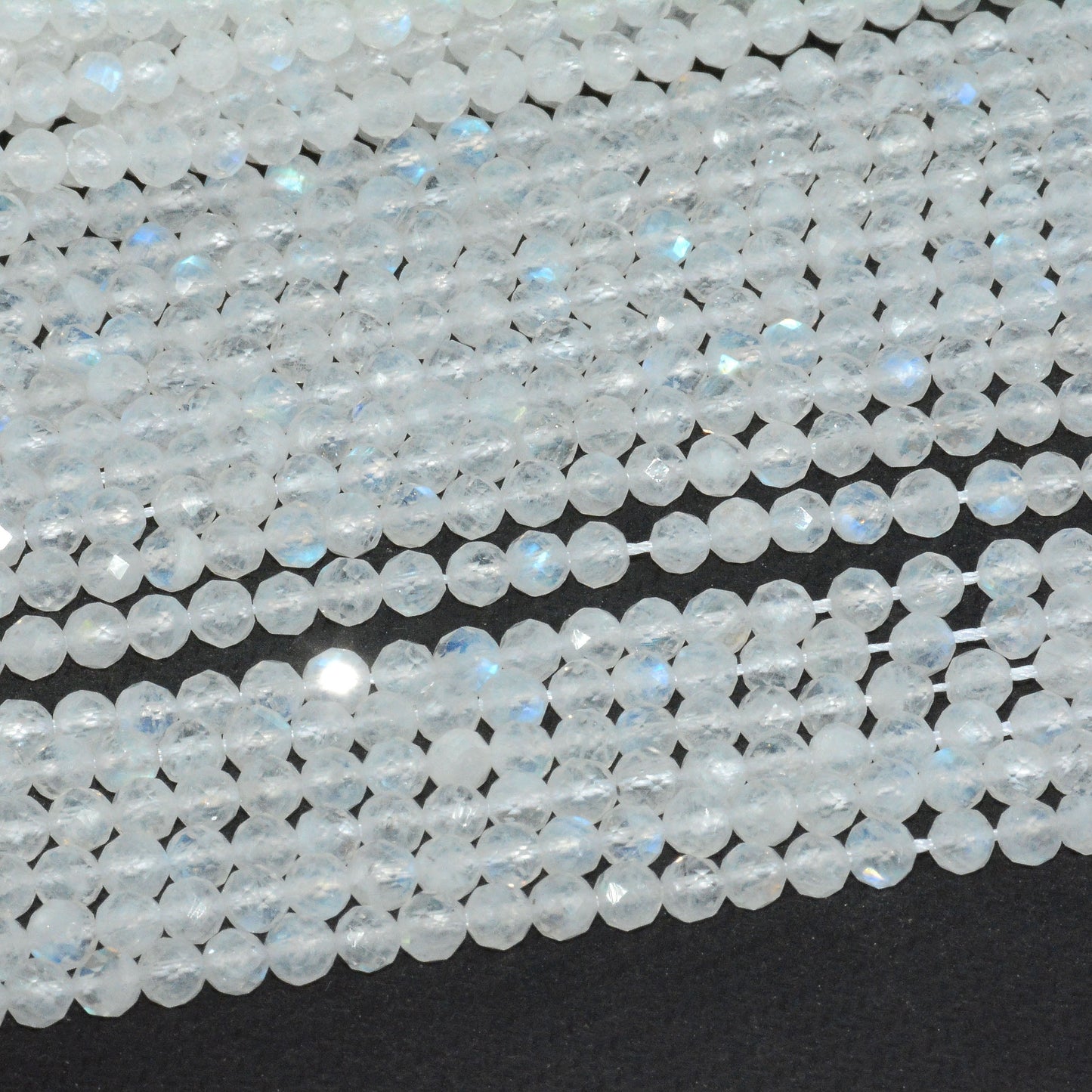 4mm White Moonstone Faceted Beads Nice Cut 15''