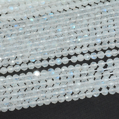 4mm White Moonstone Faceted Beads Nice Cut 15''