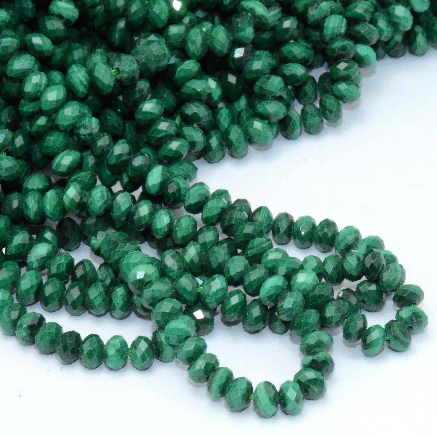 Malachite Rondelle Faceted Beads  2.5-3x3-4mm 15''