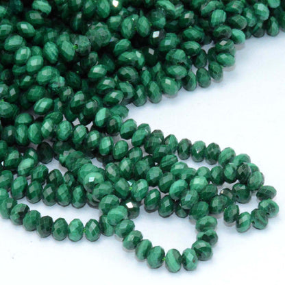 Malachite Rondelle Faceted Beads  2.5-3x3-4mm 15''