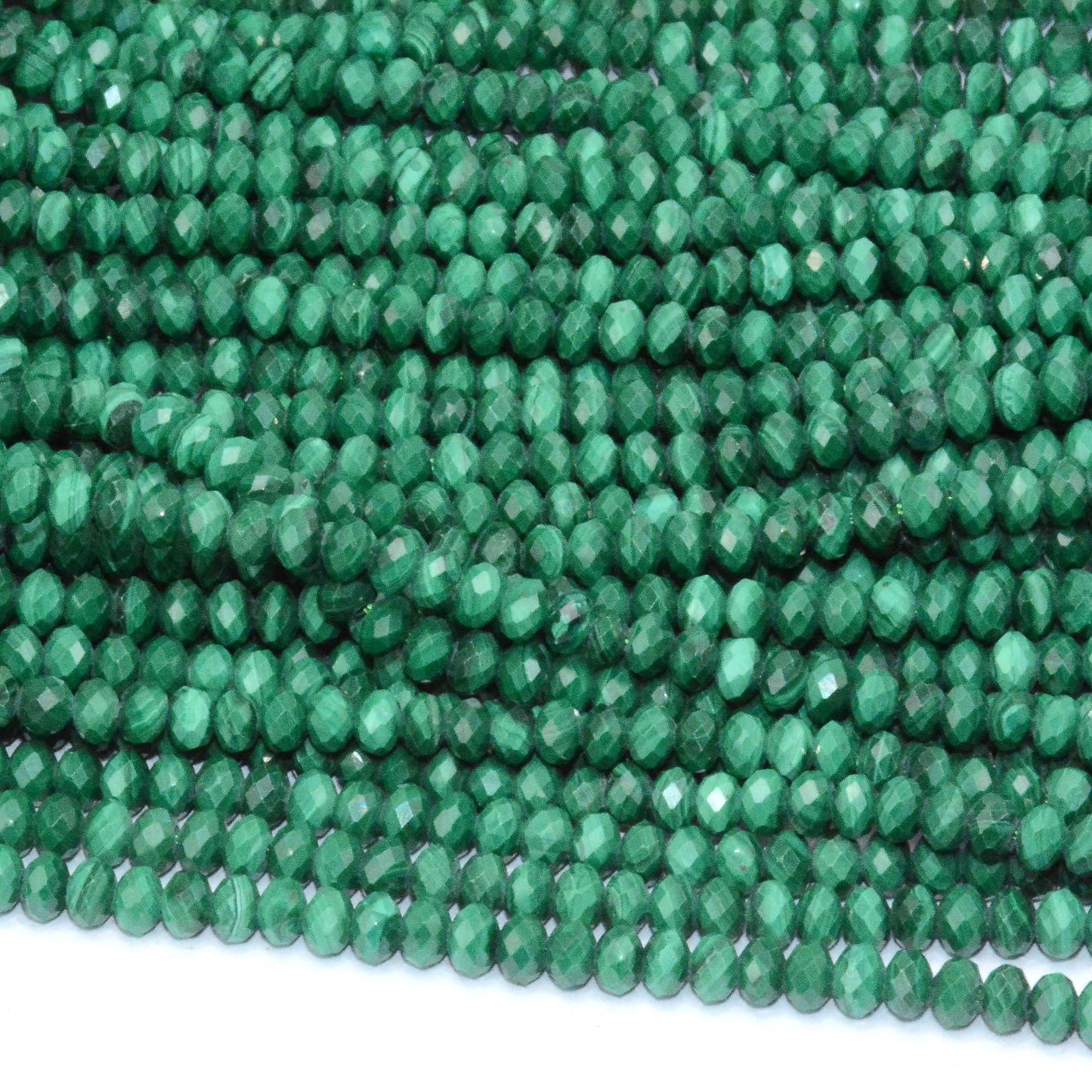 Malachite Rondelle Faceted Beads  2.5-3x3-4mm 15''
