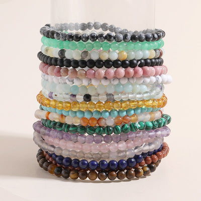Natural Stone Bracelet Beads Bracelet 4mm 1pc 8''