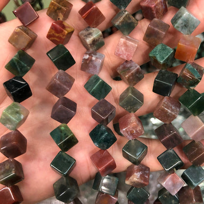 Indian Agate Cube Beads 8mm 10mm 15''