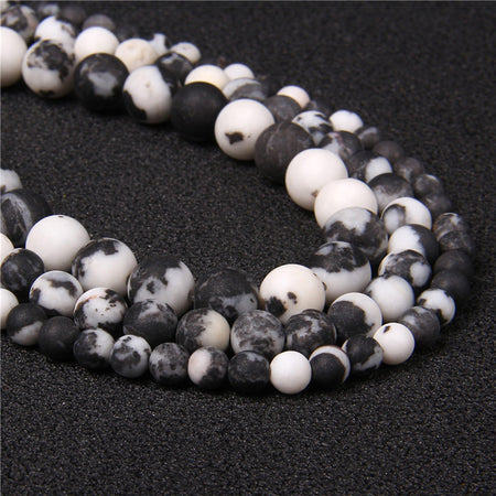 Black White Zebra Jasper Matte Beads 4mm 6mm 8mm 10mm 12mm 15''