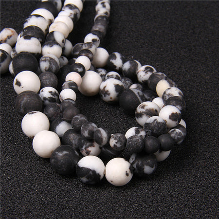 Black White Zebra Jasper Matte Beads 4mm 6mm 8mm 10mm 12mm 15''