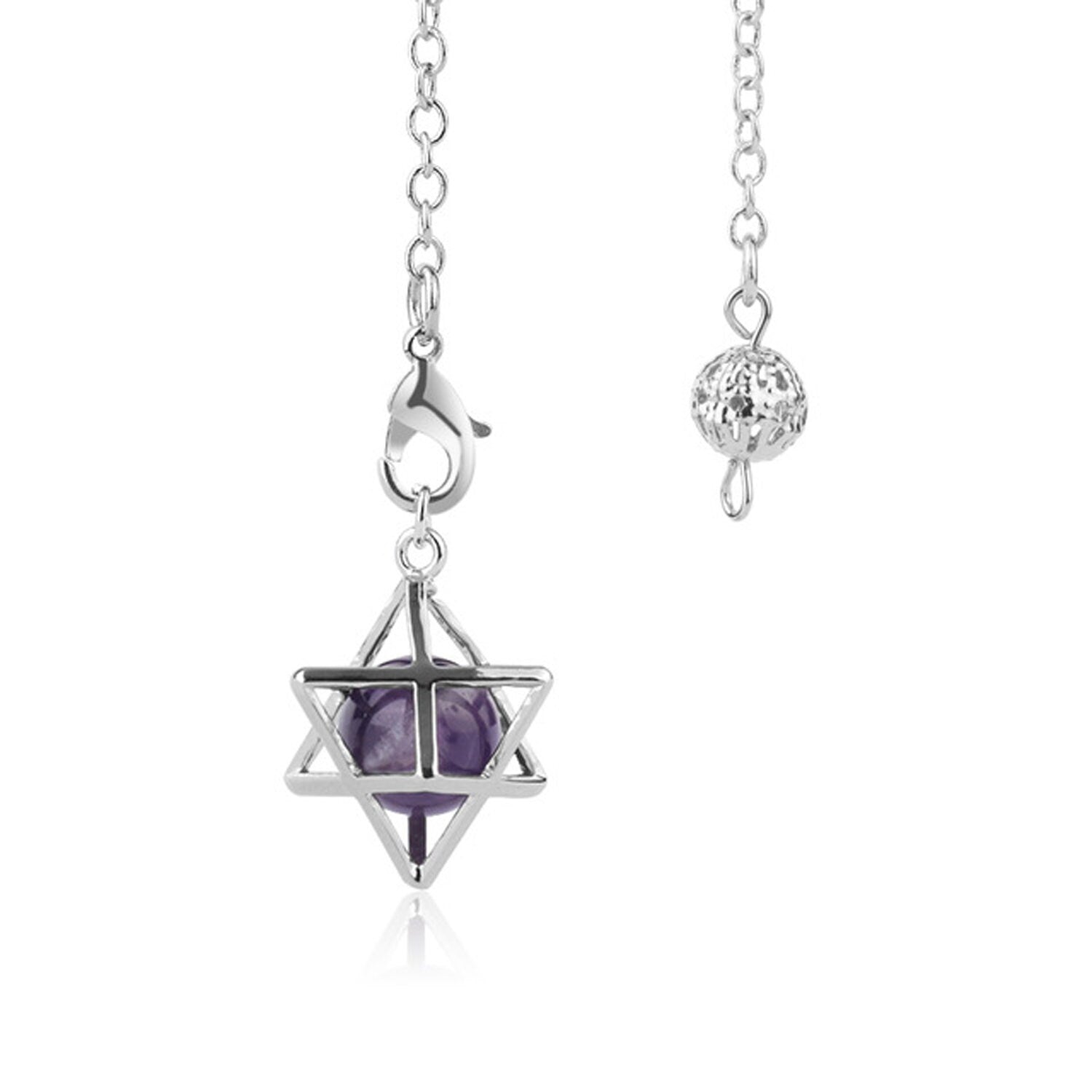 Merkaba Pendulum Stone Pendulums Chains Reiki Quartz Pendant Chains 7''