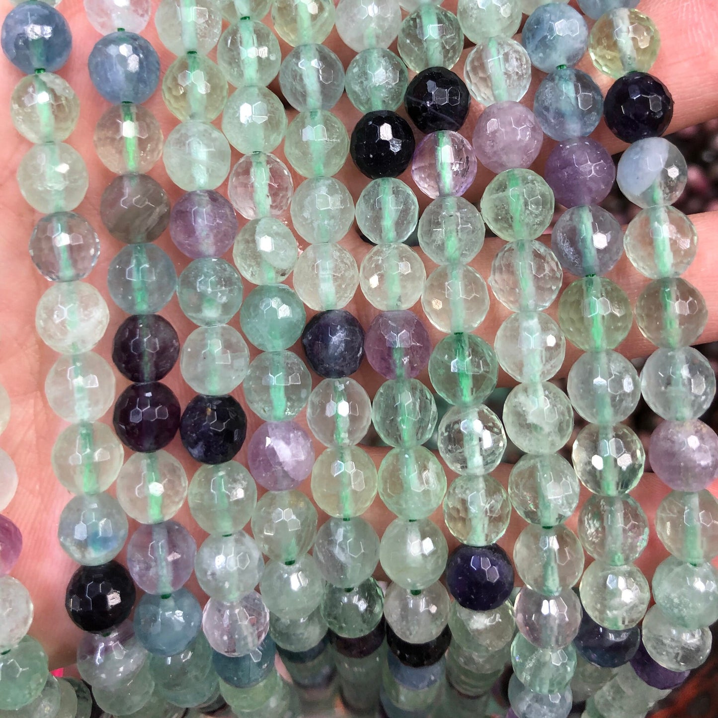 Fluorite Faceted Beads  6mm 8mm 10mm  15''