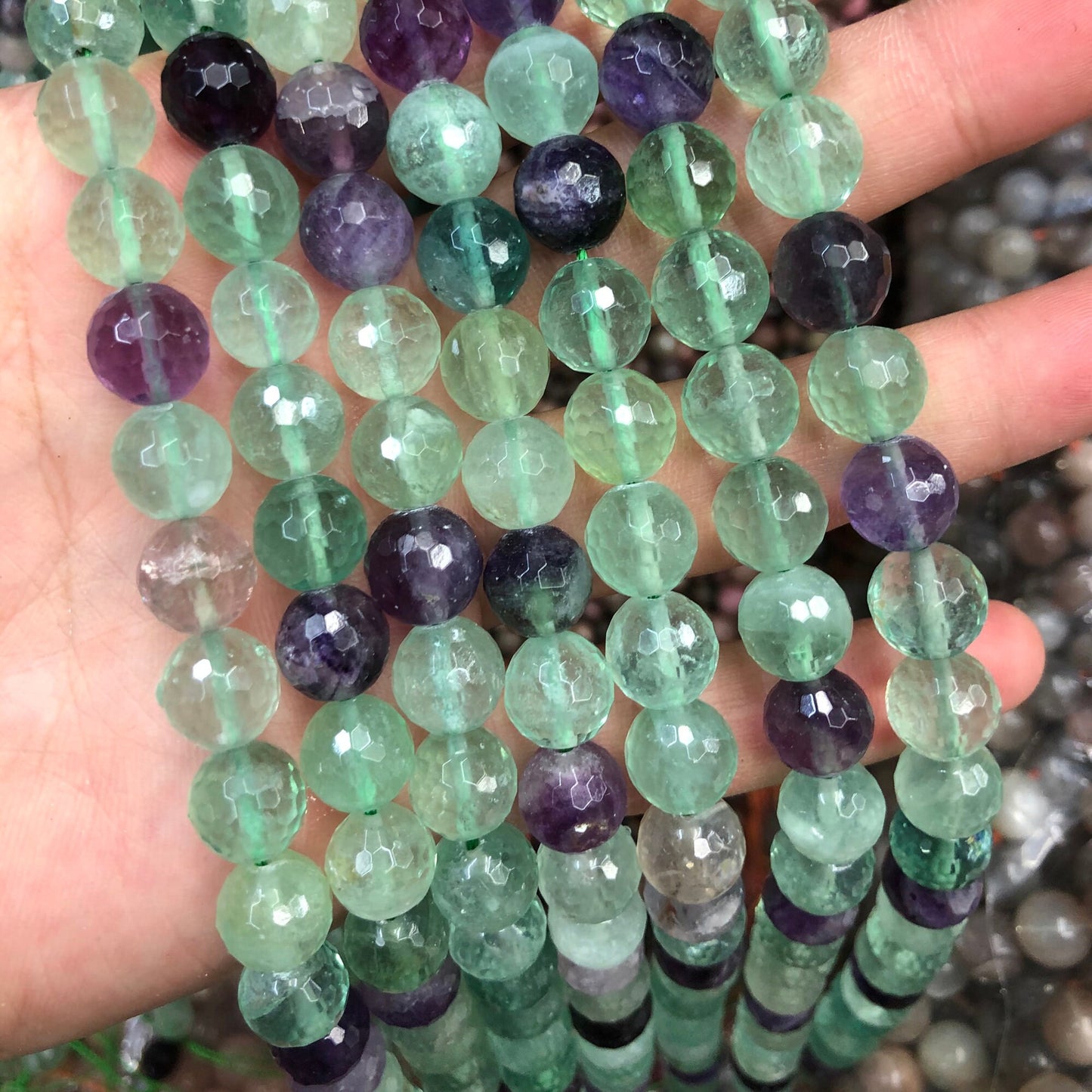 Fluorite Faceted Beads  6mm 8mm 10mm  15''