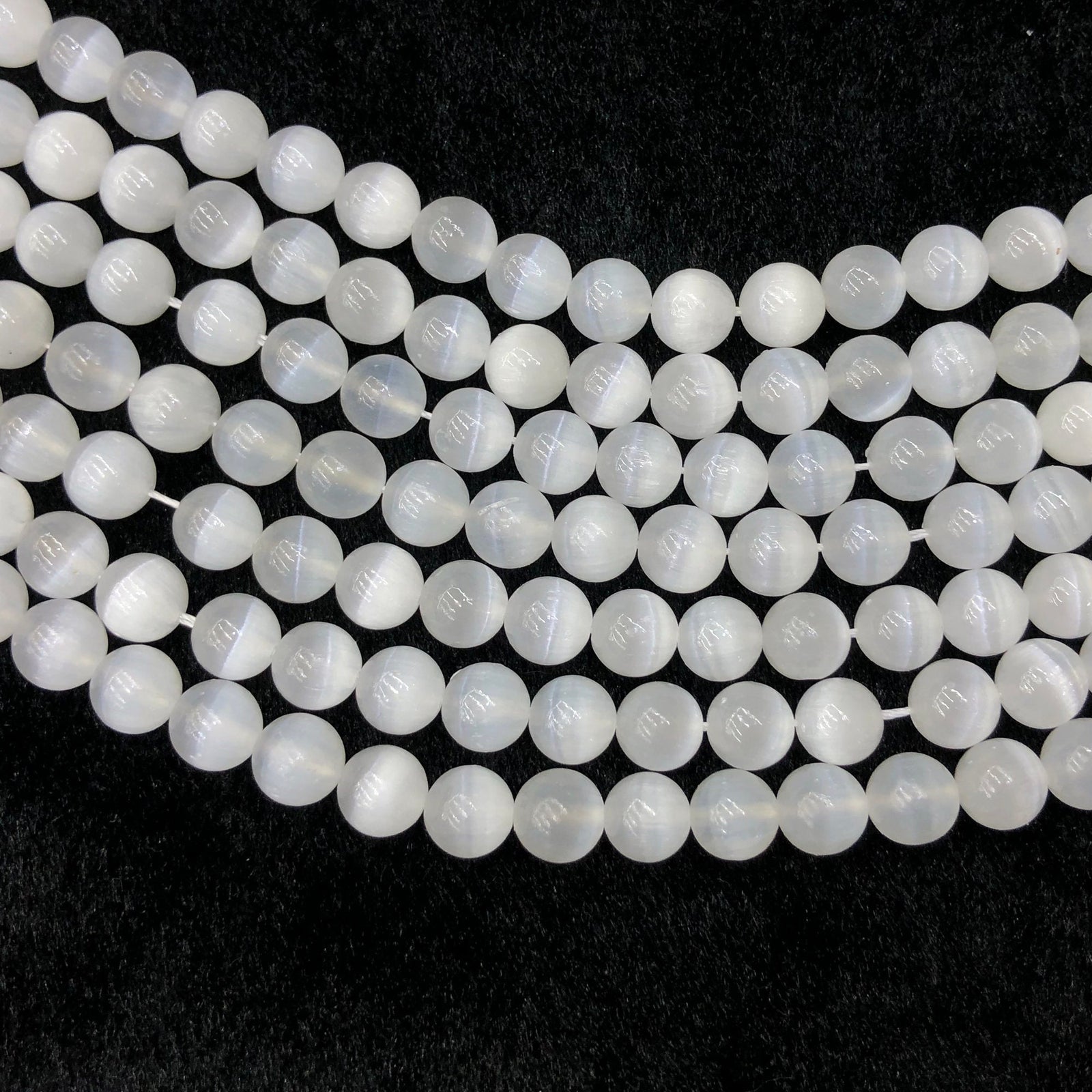 A+ White Selenite Beads 6mm 8mm 10mm 15''