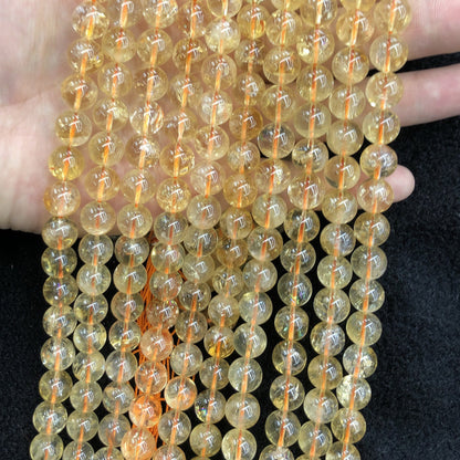 Genuine Citrine Stone Beads Crystal Quartz Beads 4mm 6mm 8mm 10mm 15''