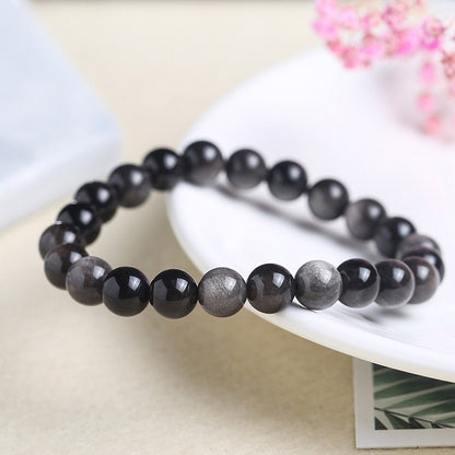Silver Obsidian Bracelet 8''