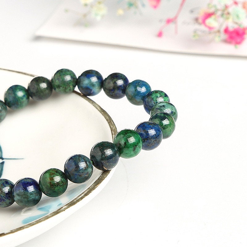 Green Lapis Lazuli Beads Bracelet 8''