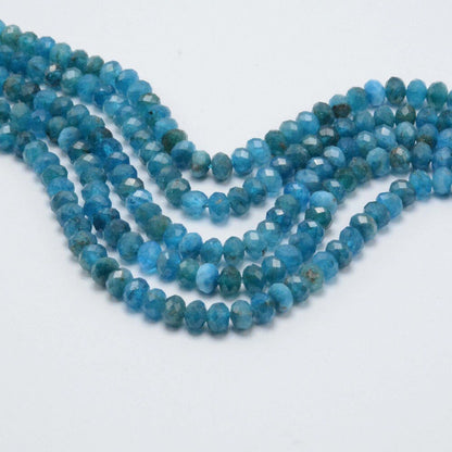 3x5mm Blue Apatite Faceted Beads, Natural Gemstone Beads, Genuine Rondelle Stone Beads 15''