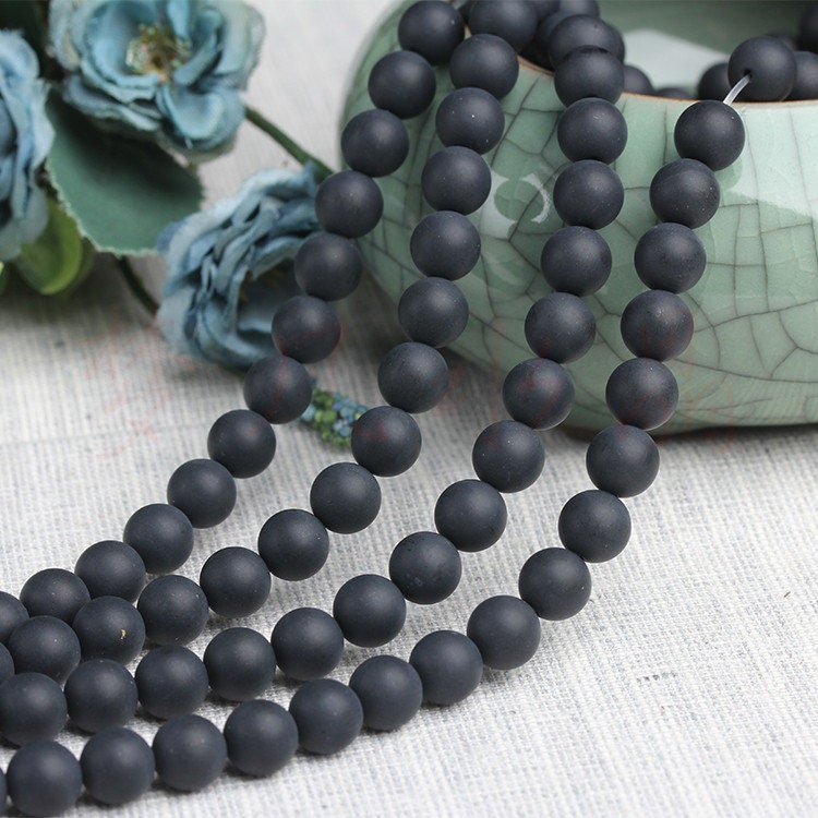 Black Onyx Matte Beads Natural Gemstone Beads 4mm 6mm 8mm 10mm 12mm 14mm 15''