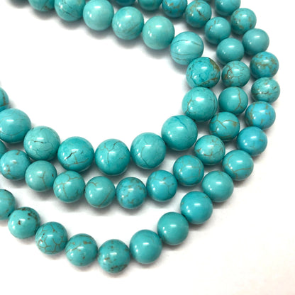 Blue Turquoise Stone Beads 4mm 6mm 8mm 10mm 12mm 15''