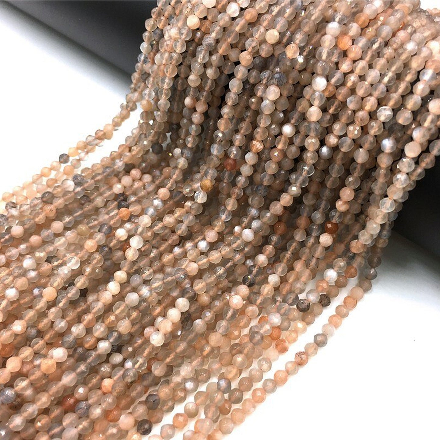 Gray Sunstone Faceted Bead  2mm 3mm 4mm 15''