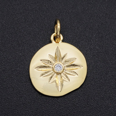 Gold CZ Zircon Meteor Star Charms Pendants 13x18mm 2pcs