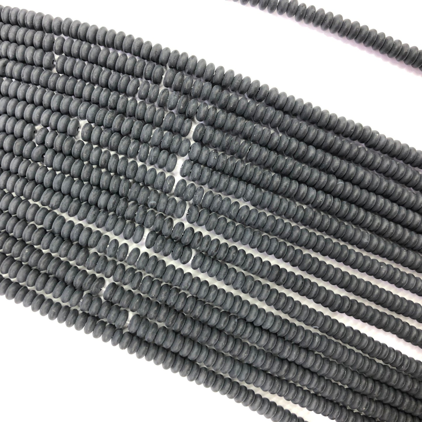 Black Onyx Rondelle Matte Beads Natural Gemstone Beads 2x4mm 15''
