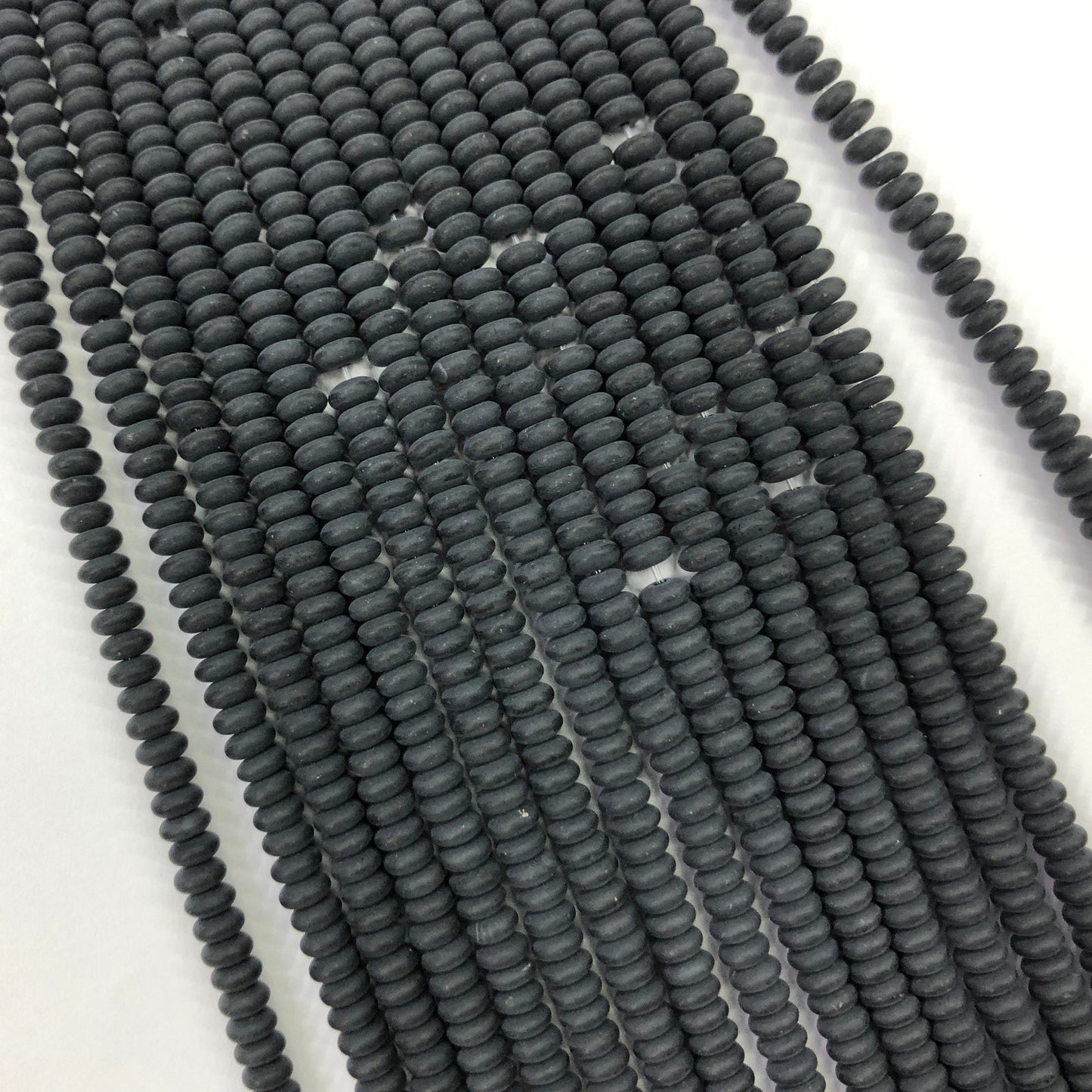 Black Onyx Rondelle Matte Beads Natural Gemstone Beads 2x4mm 15''