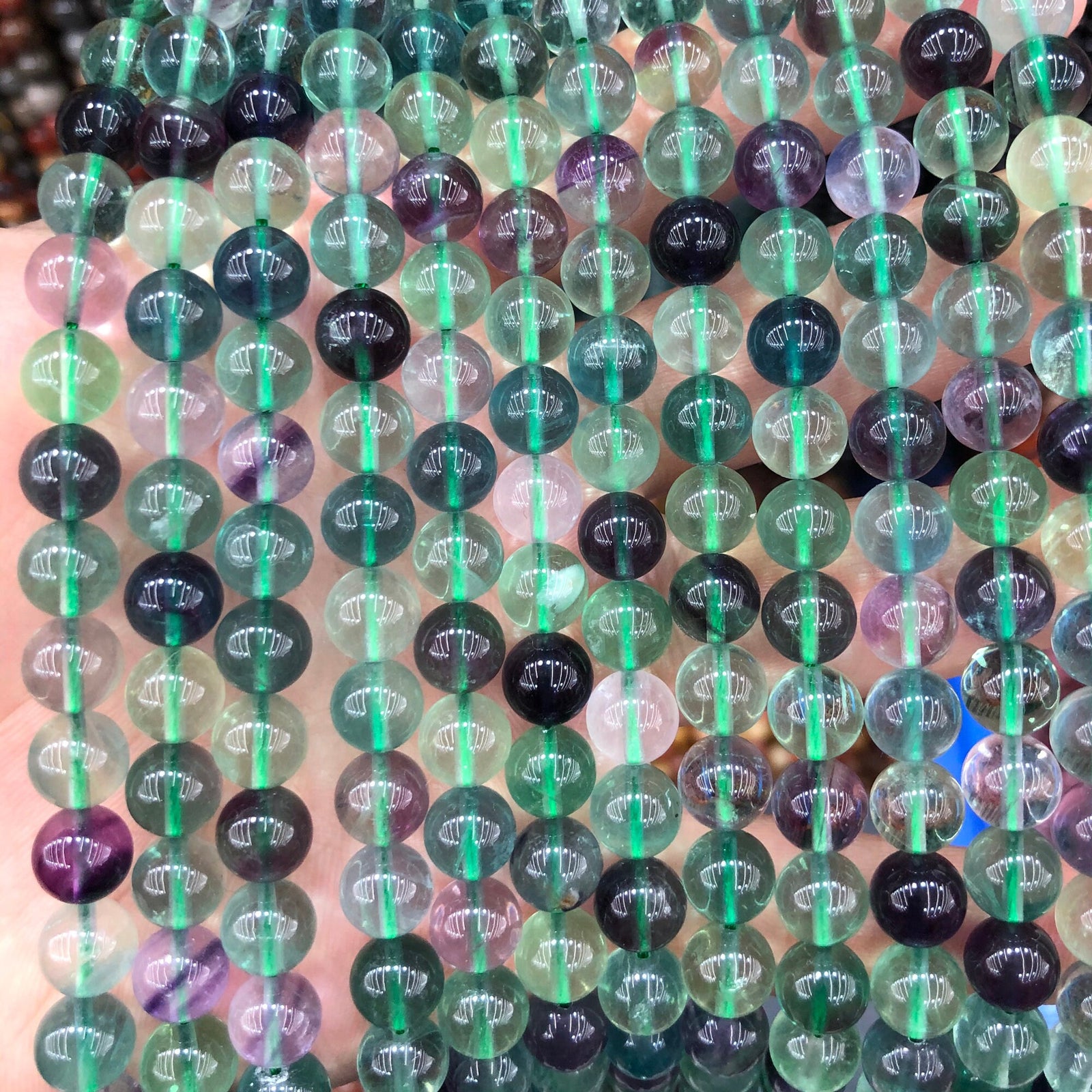 A+ Green Purple Fluorite Beads 4mm 6mm 8mm 10mm 12mm 15''