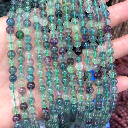 A+ Green Purple Fluorite Beads Natural Gemstone Beads 4mm 6mm 8mm 10mm 12mm 15''