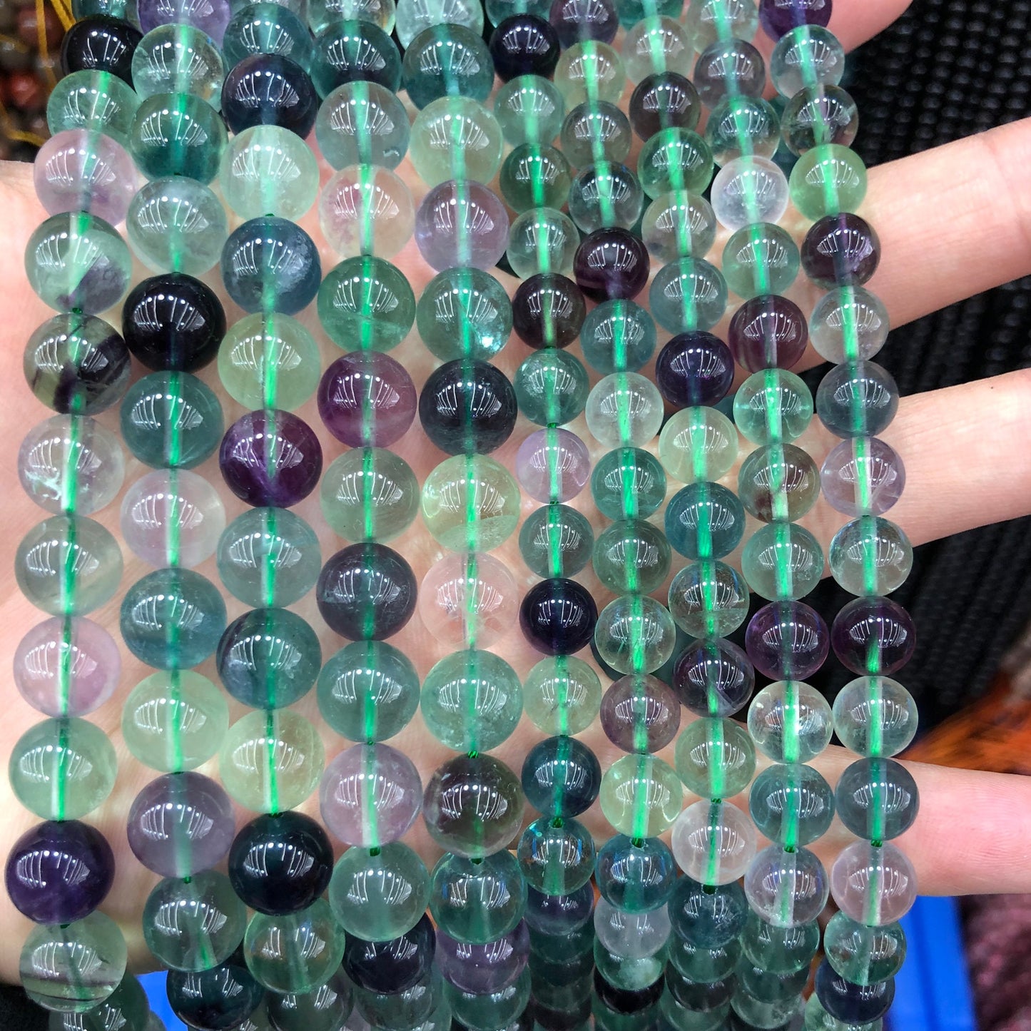A+ Green Purple Fluorite Beads Natural Gemstone Beads 4mm 6mm 8mm 10mm 12mm 15''
