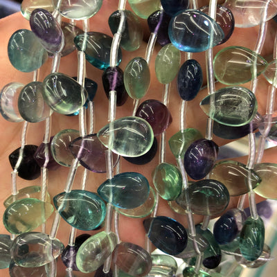 A+ Purple Green Fluorite Teardrop Beads 10x14mm 26PCS