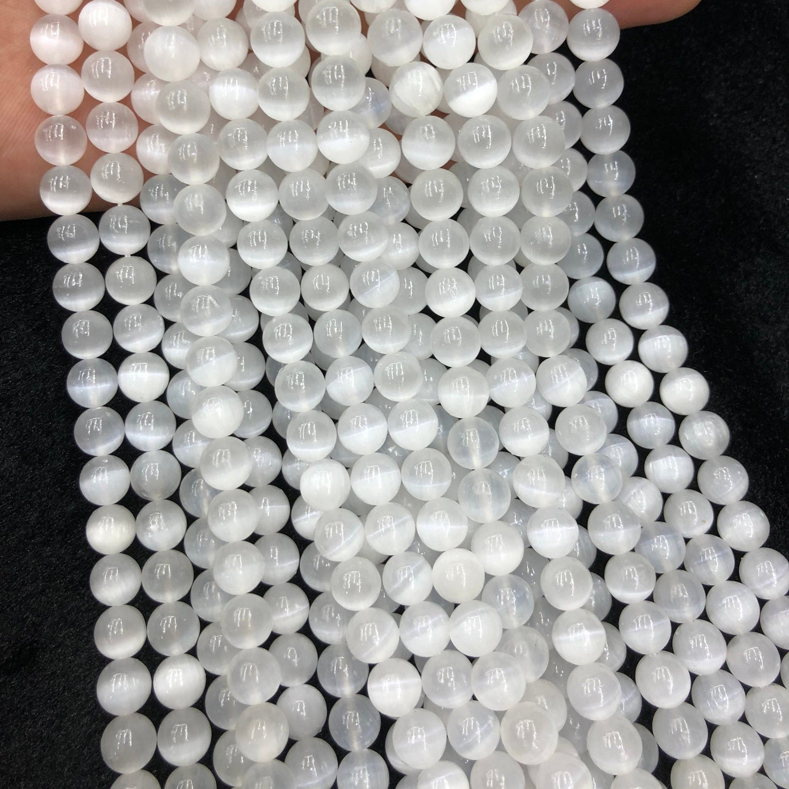 A+ White Selenite Beads 6mm 8mm 10mm 15''