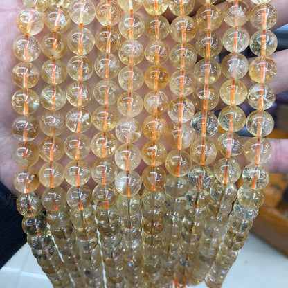 Genuine Citrine Stone Beads Crystal Quartz Beads 4mm 6mm 8mm 10mm 15''