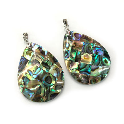 Abalone Shell Pendant Necklace Teardrop Pendant Necklace 18''