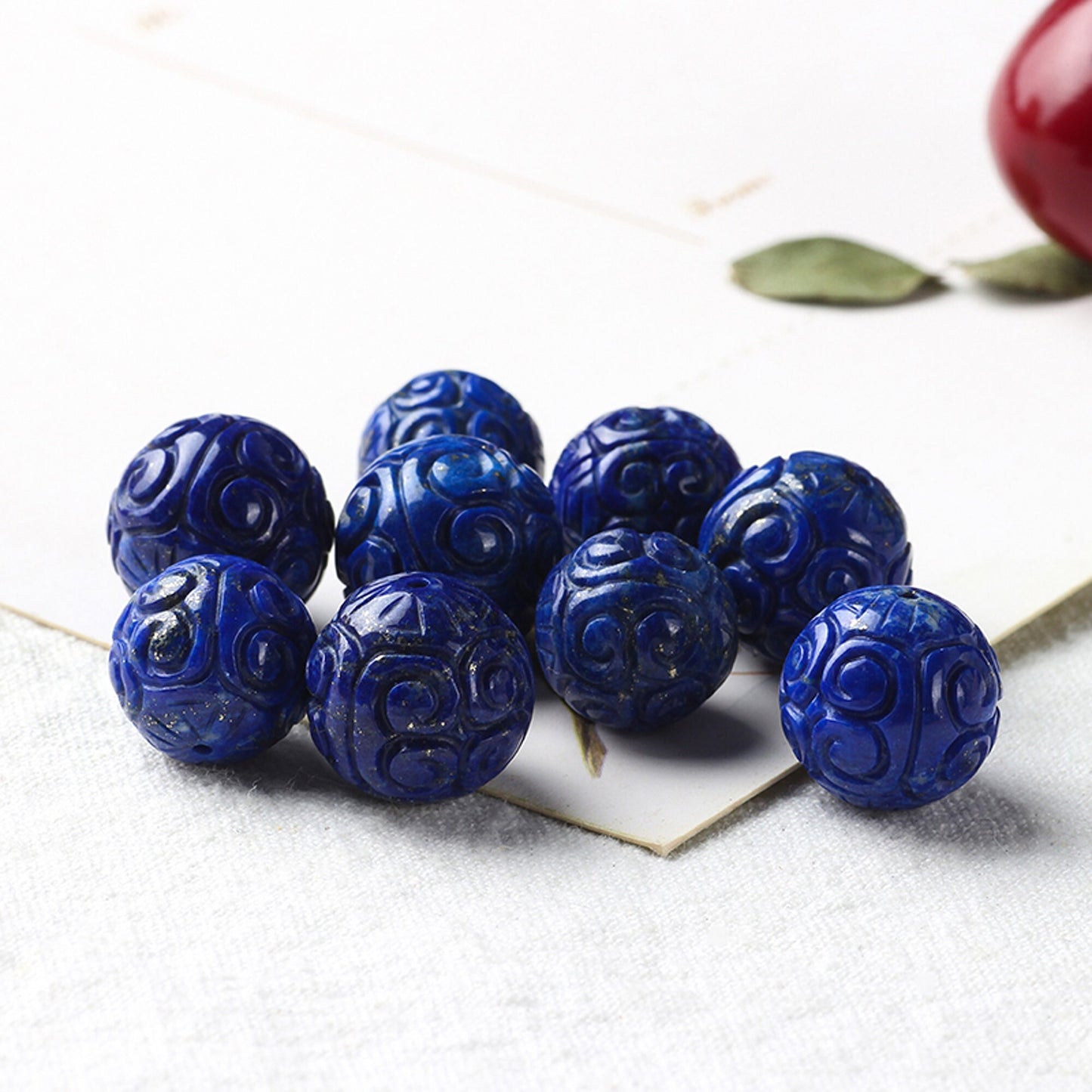 Lapis Lazuli Carved Beads  10mm 12mm 14mm 1 PC