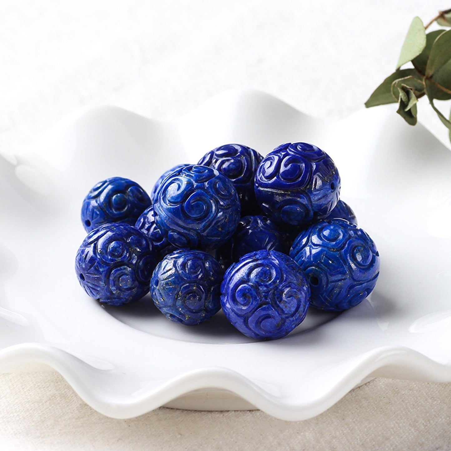 Lapis Lazuli Carved Beads  10mm 12mm 14mm 1 PC