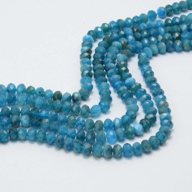 Perles à facettes en apatite bleue 3 x 5 mm, pierres précieuses naturelles, véritables rondelles, 38 cm