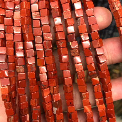 Red Jasper Cube Beads 4mm 6mm 15''