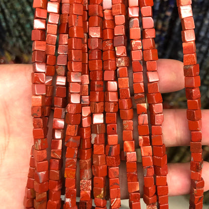 Red Jasper Cube Beads 4mm 6mm 15''