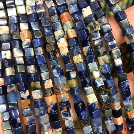 Mix Color Sodalite Cube Beads  4mm 6mm 15''