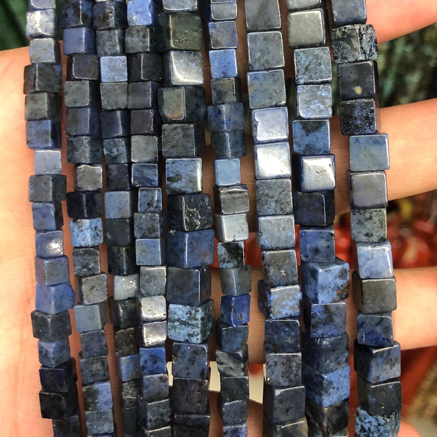 Dumortierite Stone Cube Beads 4mm 6mm 15''