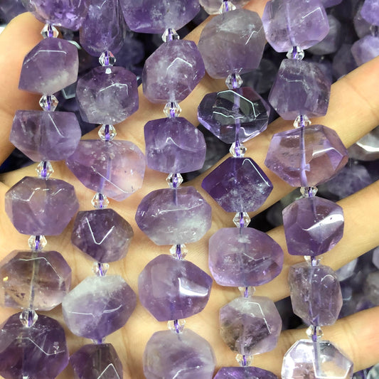 Amethyst Nugget Faceted Beads Natural Gemstone Beads 18-20mm 15pcs