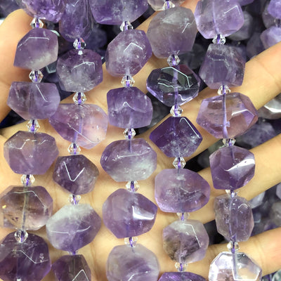Amethyst Nugget Faceted Beads Natural Gemstone Beads 18-20mm 15pcs