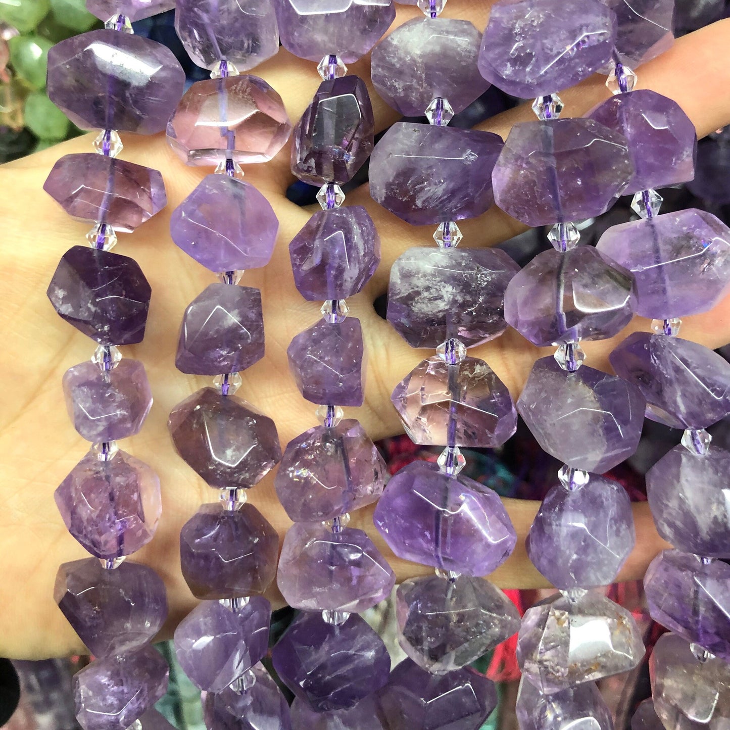 Amethyst Nugget Faceted Beads Natural Gemstone Beads 18-20mm 15pcs