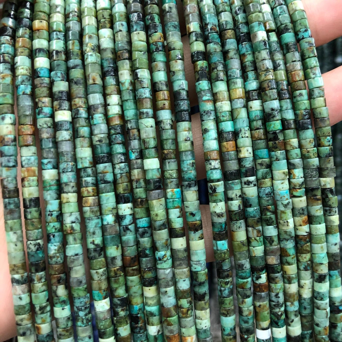 2-3x4mm African Turquoise Rondelle Beads  15''