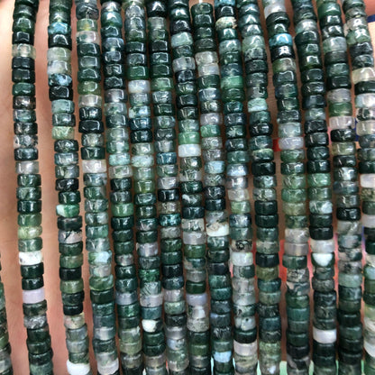 2x4mm Moss Agate Rondelle Beads 15''